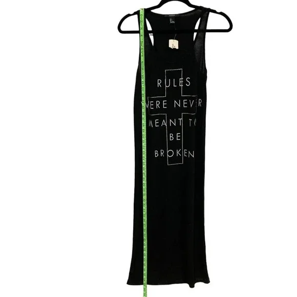 Forever 21 Black Maxi‎ Dress, Size Small, Graphic Message with Cross, New w Tags - Picture 6 of 8